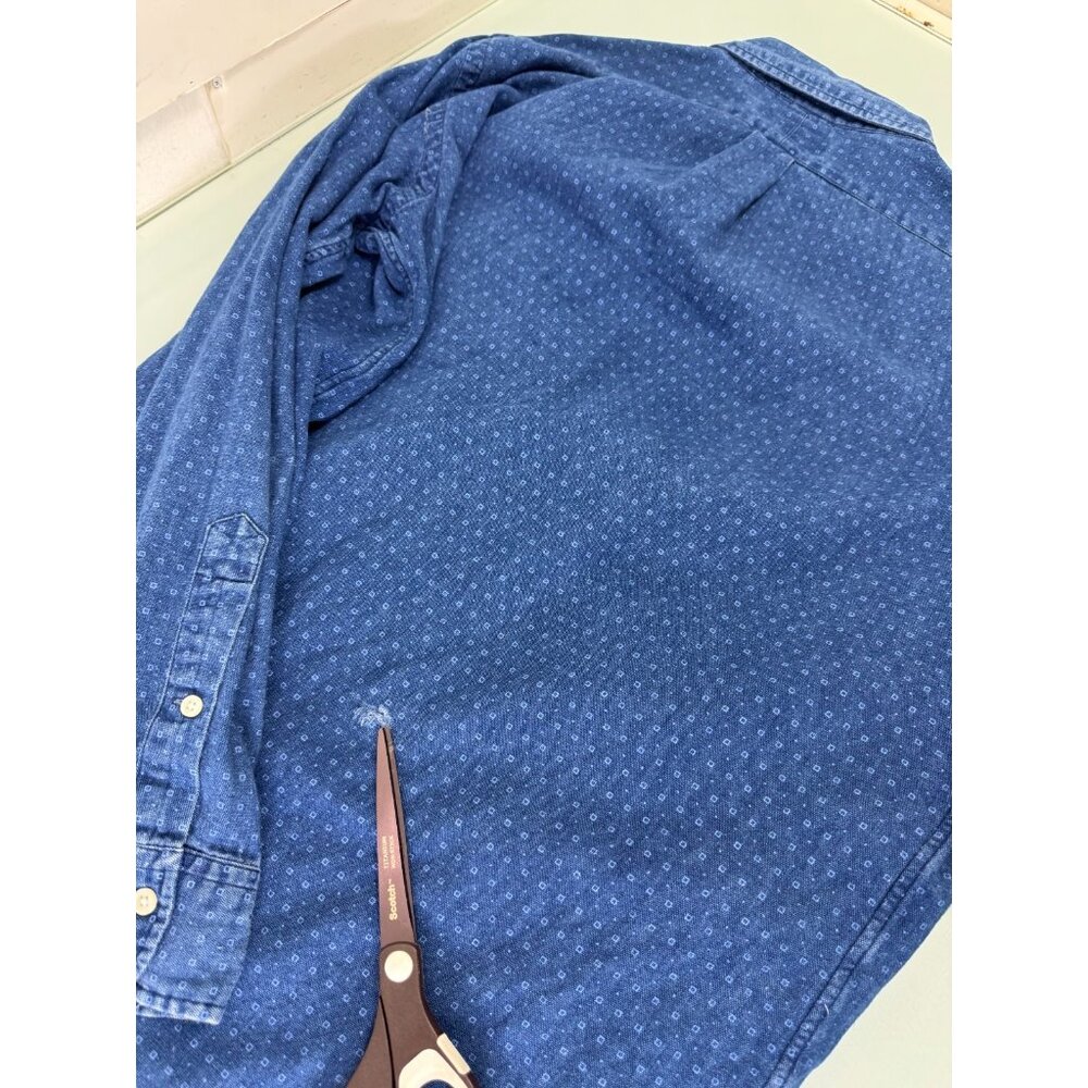 Polo Ralph Lauren Indigo Oxford Shirt Mens XL Chambray Dobby Dot Long Sleeve - Picture 4 of 8
